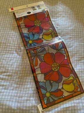 Colorful Flower Stained Glass Design Window Privacy Film Sticker